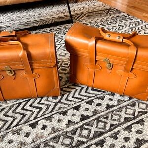 (2) Elegant Tan Leather Men's Bag